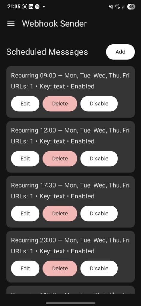 Webhook Sender Schedule